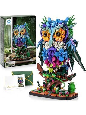 Kids Green Sillbird Owl Animal Flower Valentines Day Home Decor Building Toy Set